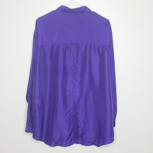 Vintage Blouse Size 22 24 Washable Silk Purple Long Sleeve Oversized - Picture 2 of 11